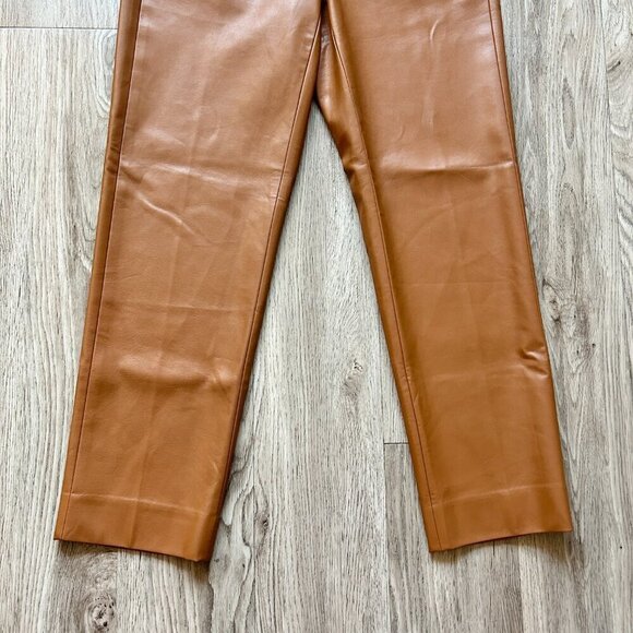 J. Crew Kate Straight Leg Faux Leather Pant in Brown Leather Saddle Size 2 - Picture 9 of 11